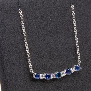 14 Karat White Gold Diamond and Sapphire Necklace by Allison Kaufman